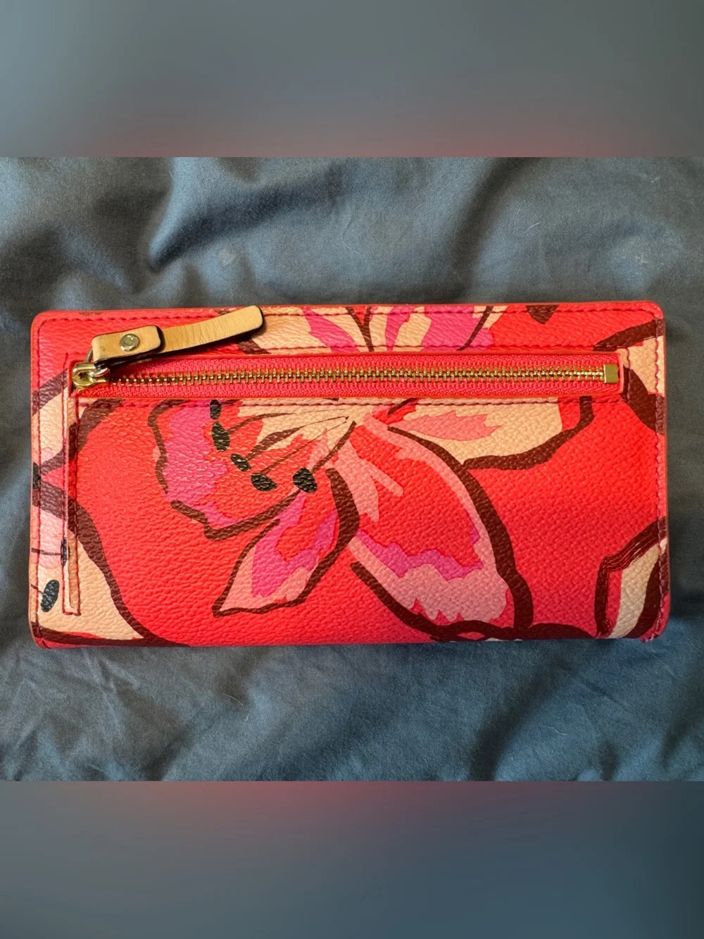 kate spade red pink floral continental wallet
